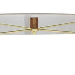 Top view inside the Jae Table Lamp shade showing metal frame and wood finial