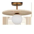 Apricity Semi-Flush Mount side view highlighting antique brass hardware and frosted globe