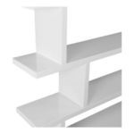 Close-up of the Miri Large Shelf showing smooth white glossy finish and sharp edges of shelves and vertical dividers