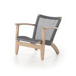Three-quarter front view showing angled eucalyptus frame and woven seat and back