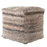 Product Image 1 for Ramada Indoor/ Outdoor Striped Gray/ Tan Cube Pouf from Jaipur 