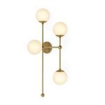 Armstrong 4 R Sconce illuminated with glowing matte globes on white background