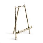 Gold easel with textured bamboo-like frame, designed for platters, cookbooks, or small art pieces