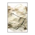 Abstract mountain painting in shades of beige and brown with fine contour lines and watercolor wash