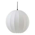 Close-up front view highlighting the soft, textured white fabric of the spherical shade