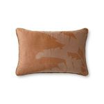 Rectangular terracotta lumbar pillow with a subtle botanical leaf pattern in darker and lighter shades