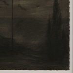 Close-up of lower dark landscape area with textured brushstrokes and hazy hill shapes