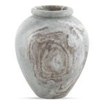 Didion Vase in solid Torrento marble with classic curved shape and swirling beige and gray patterns