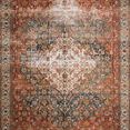Layla Ocean Multi vintage style rug with intricate floral and geometric patterns in reds, blues, and creams