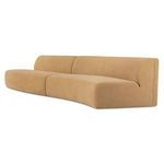 Naomi sectional angled from front side emphasizing the flowing crescent shape and continuous seat