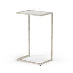 Matteson Side Table with silver leaf iron frame and rectangular mirror top with polished edges