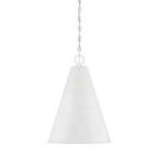 Pendant light viewed slightly from above revealing the inner white surface of the shade