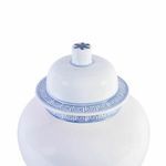 Blue & White Porcelain Temple Jar With Greek Key Trim image 2