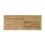 Top-down view of tabletop displaying plank layout and natural teak color variation
