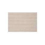 Fabric swatch depicting Betty Cushion's neutral striped linen-blend material texture