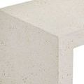Close-up showing terrazzo tabletop corner with ivory concrete and fleck detail