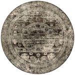 round shape of the Anastasia Granite rug featuring same distressed traditional pattern in neutral colors