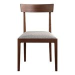 Leone Dining Chair front-facing showing squared tapered legs and cushioned seat in light grey fabric