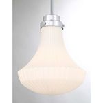 Side view with light on showing glowing white ribbed glass texture