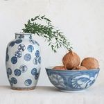 Product Image 3 for Hand Painted Stoneware Bowl with Floral Design, Blue and White from Creative Co-Op