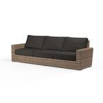 Havana Sofa with aged tobacco all-weather wicker frame and dark charcoal cushions with three back cushions and three seat ...