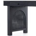 Overhead straight view of Tilda Black Wash Mango Desk surface with subtle wood grain