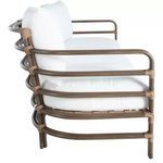 Side profile of the Malibu sofa showing its three rounded horizontal rail design