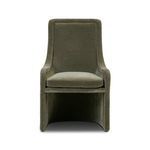 Blaire Dining Chair with high back, organic shape, fully upholstered in recycled chenille velvet in olive green
