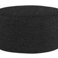 Robbie ottoman in dark charcoal fabric with a large, rounded cylindrical shape and smooth edges