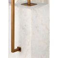 Close-up of white marble base showing smooth texture and brass metal connection detail
