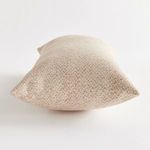 side profile of Blake Lumbar pillow displaying fullness and rectangular shape in beige woven jacquard