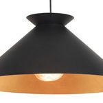 Close-up on top section of black shade showing subtly textured metal finish