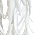 Detailed close-up of smooth, curved white glass leaves hanging in layers