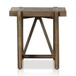Top view highlighting the overall square shape and wood grain pattern