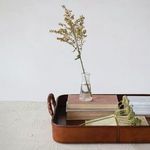 Product Image 5 for Decorative Wood and Leather Tray with Braided Handles, Cognac Color from Creative Co-Op