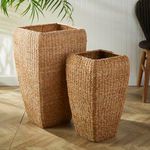 Product Image 1 for Seagrass Tall Square Planters, Set Of 2 from Napa Home And Garden