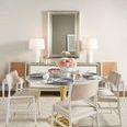 Tamara Arm Chairs styled around a round dining table in a neutral dining room