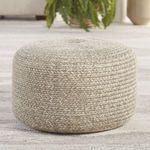 Vibe By Santa Rosa Indoor/ Outdoor Solid Gray/ Cream Cylinder Pouf image 2