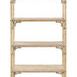 Front view of the rattan bookcase showing the full vertical structure and evenly spaced shelves