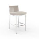 Sabbia Counterstool with satin white aluminum rounded tube frame and natural-colored all-weather rope back with cushioned ...