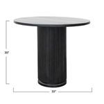 Sandhaven Dining Table shown with height and diameter dimensions marking 30 inches tall and 35 inches wide