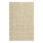 Chevron textured handwoven jute area rug in natural beige tones, rectangular shape