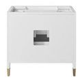 Alternate angle of 36-inch Verona vanity with white marble countertop and gold hardware