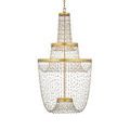 Mademoiselle Chandelier hanging with distinct draped glass bead strands creating soft curved shapes