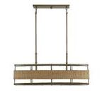 Product Image 2 for Arcadia 4 Light Warm Brass With Natural Rattan Linear Chandelier from Savoy House 