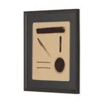 Angled side view of framed Study 17 painting showing medium thickness dark wood frame and textured mat