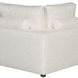 Lucca Modular Sectional back angle showing two cylindrical bolster pillows and relaxed back cushion fabric