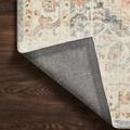 Back side of Rosette Clay / Ivory Rug folded to show grey fabric with herringbone border