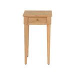 Oslo Side Table front view highlighting drawer front and symmetrical tapering legs