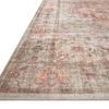 Close-up corner view highlighting rug’s intricate medallion print and distressed texture